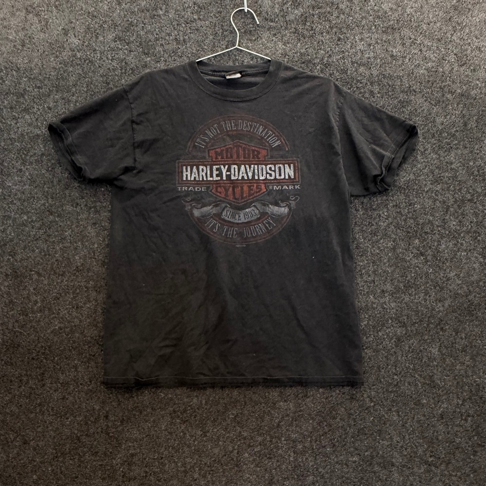 Harley-Davidson Stocks Manitowoc WI Graphic T-Shirt Black Mens Medium Distressed